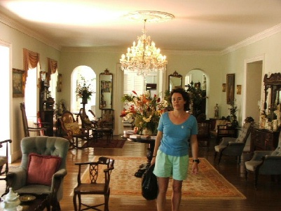 Siobhán stitching on the portside baggywrinkle