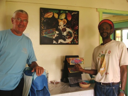 Lawry with Edmund from the Grenada Organic Chocolate Factory