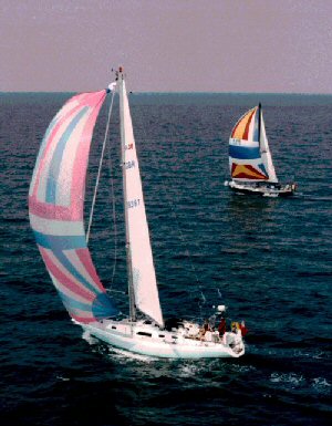 Yachtlightblue with spinnaker